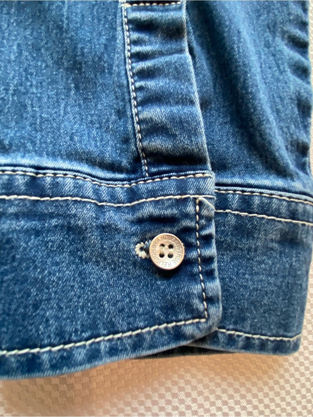 True Religion Women's Blue Denim Button-Down Shirt Coastal Granola - Picture 9 of 16